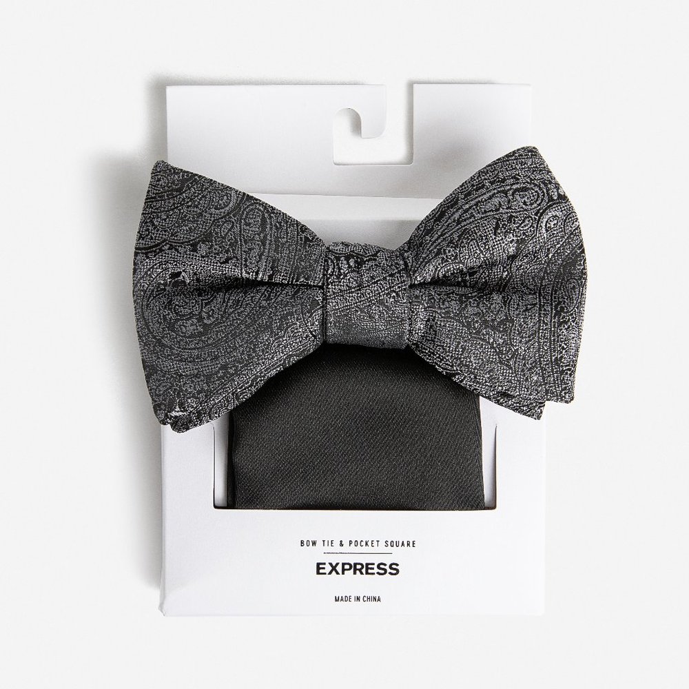 Black Bow Tie Express Men Pocket Square - Picture 2 of 4